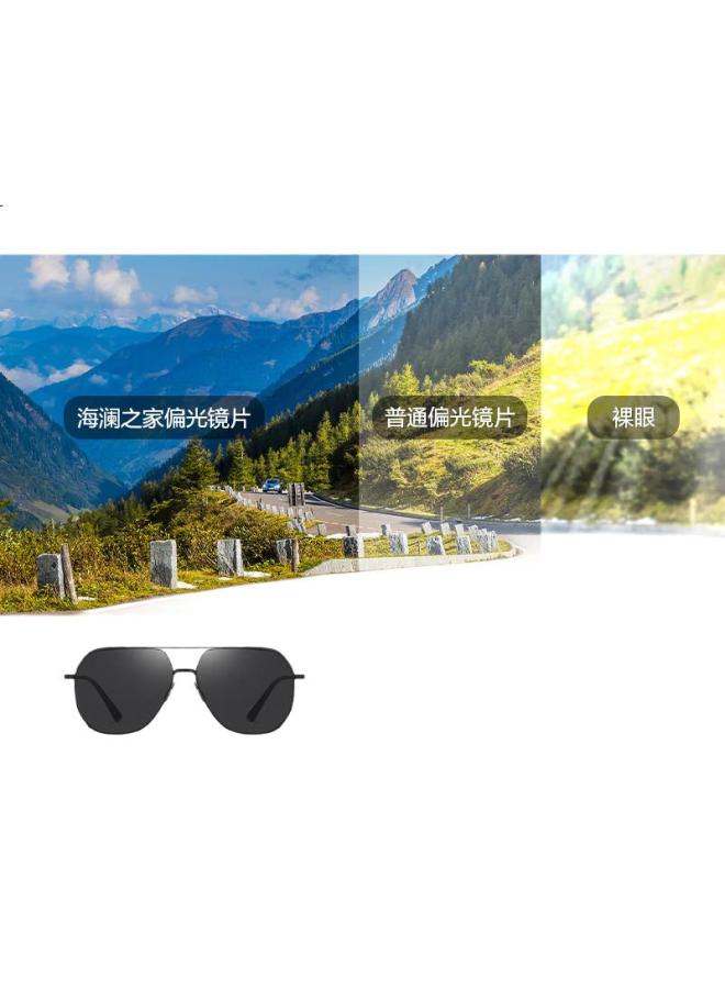HLA Polarized Sunglasses, Stylish Aviator Sunglasses For Men, Uv Protection Driving Glasses For Women, Black Frame With Black And Gray Lenses - Image 1