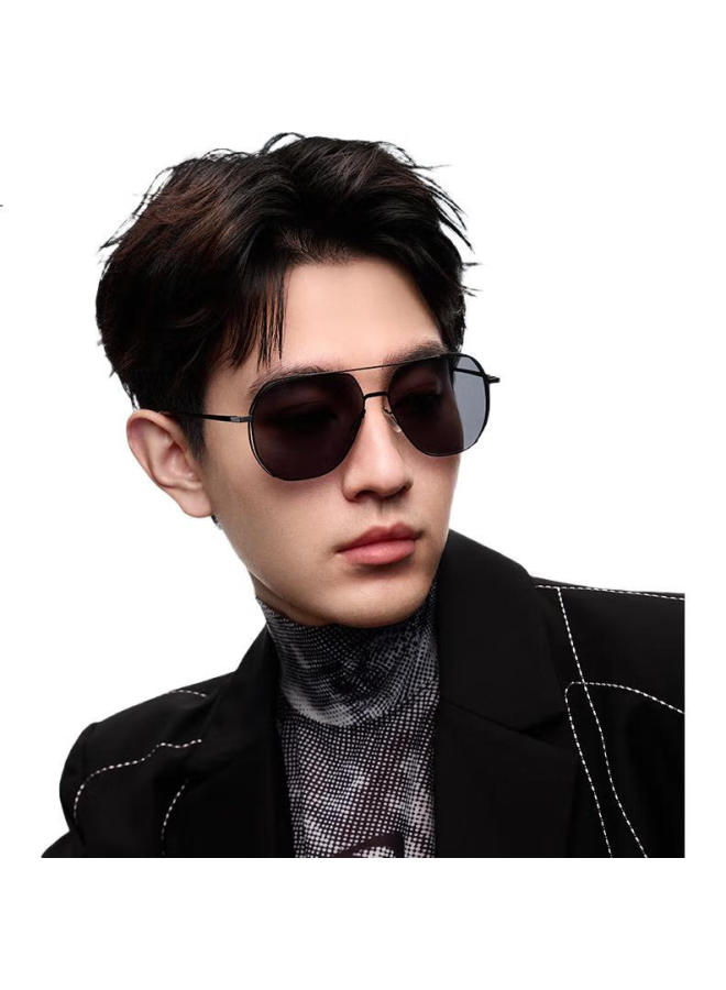 HLA Polarized Sunglasses, Stylish Aviator Sunglasses For Men, Uv Protection Driving Glasses For Women, Black Frame With Black And Gray Lenses - Image 2