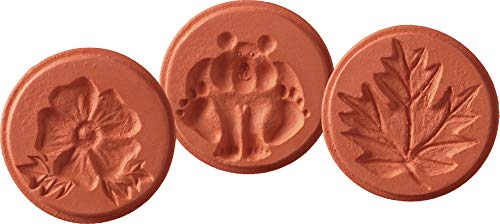 JBK Pottery Terra Cotta Cookie Stamps for Baking, Oven & Dishwasher Safe - Cookie Cutter, Molder, Stamper Press, Ideal for Cookies, Polvoron, Pastry, Shortbreads, Butter - Nature 2, Set of 3 Designs - Image 1