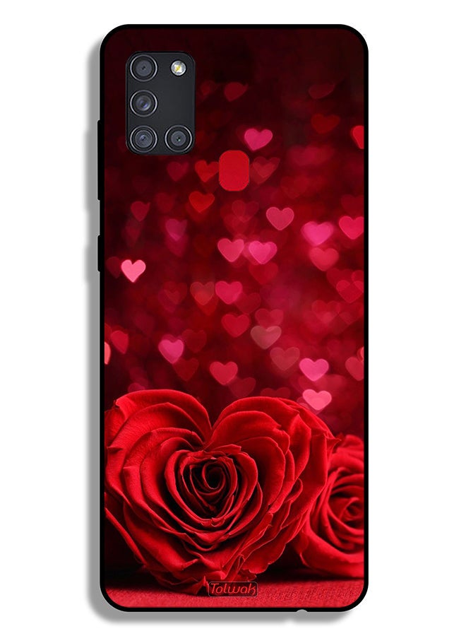 Tolwak Samsung Galaxy A21s Protective Case Cover Heart Flowers Abstract Art - Image 1