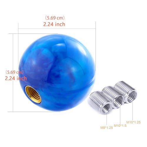 Arenbel Polished Ball Car Gear Shift Stick Lever Shifter Handle Knob Fit Most Manual Automatic Vehicles, Blue - Image 3