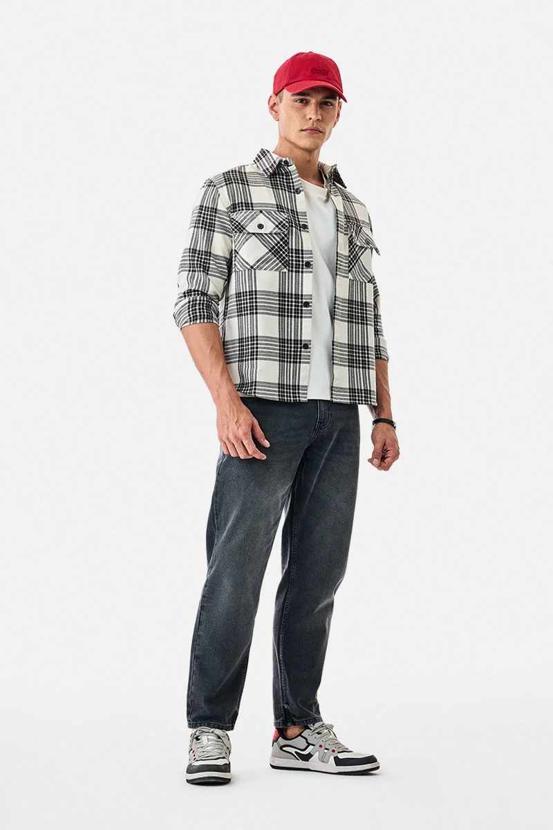SNITCH Dark Grey Solid Relaxed Casual Jeans