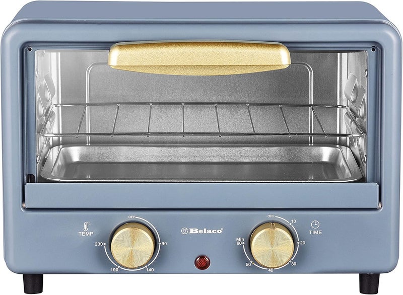Belaco BTO-1010L Retro look Mini 10L Toaster Oven Tabletop Cooking Baking Portable Oven 750w 60 min Timer 100-230° Stainless Steel Heating Tube incl. Baking Tray & Wire Rack - Image 5