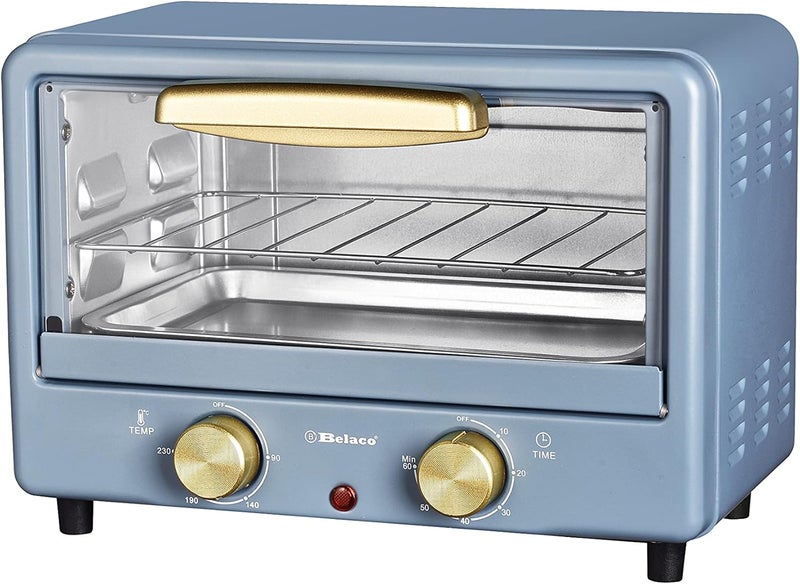 Belaco BTO-1010L Retro look Mini 10L Toaster Oven Tabletop Cooking Baking Portable Oven 750w 60 min Timer 100-230° Stainless Steel Heating Tube incl. Baking Tray & Wire Rack - Image 3
