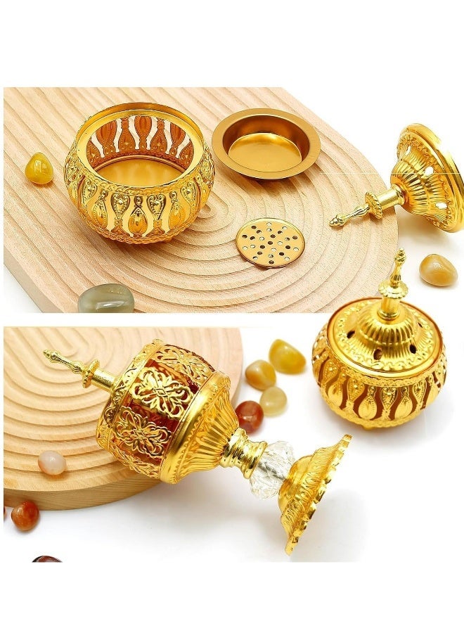 Arabic Charcoal Incense Burner Metal Vintage Aroma Lamp Holder Iron Art Candlestick Candle Stand Home Scented Stick for Tabletop Decoration