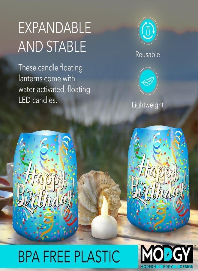 MODGY Luminary LED Lantern Decorative Candle Holder Indoor Outdoor Decor, Plastic Candle Lamp for Wedding Table Centerpiece Porch, Flameless Floating Candles, Happy Birthday - Image 3