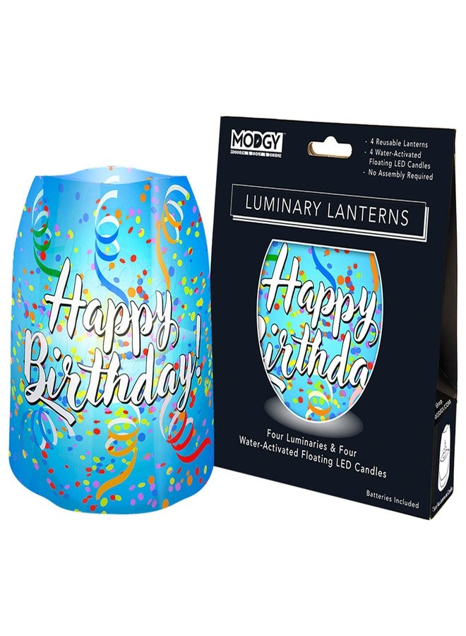 MODGY Luminary LED Lantern Decorative Candle Holder Indoor Outdoor Decor, Plastic Candle Lamp for Wedding Table Centerpiece Porch, Flameless Floating Candles, Happy Birthday - Image 1