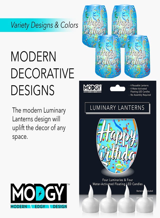 MODGY Luminary LED Lantern Decorative Candle Holder Indoor Outdoor Decor, Plastic Candle Lamp for Wedding Table Centerpiece Porch, Flameless Floating Candles, Happy Birthday - Image 5