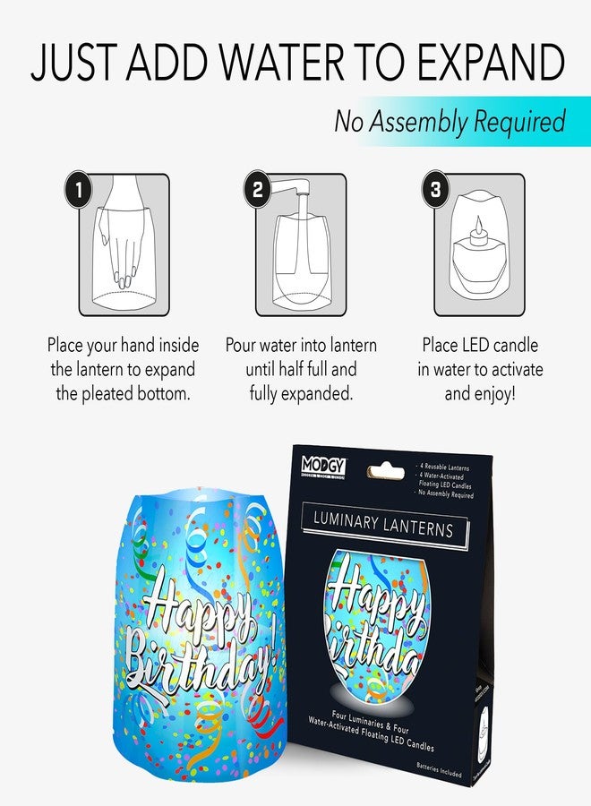 MODGY Luminary LED Lantern Decorative Candle Holder Indoor Outdoor Decor, Plastic Candle Lamp for Wedding Table Centerpiece Porch, Flameless Floating Candles, Happy Birthday - Image 4