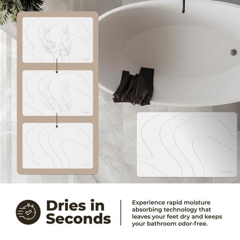 TOSORO - Stone Bath Mat Diatomaceous Earth Shower Mat Non-Slip Super Absorbent Diatomite Stone Bath Mats for Bathroom Floor Quick Drying Natural Easy to Clean (23.5 x 15) - Sandstone - Image 3