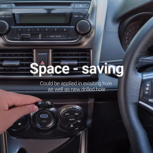 OBVIS USB Type C 3.0 and USB 3.0 Male to Female Flush Mount Cable Waterproof Kit Accessories Car Dash Panel Mount Adapter Converter Extension Extender for Car Boat Motorcycle Motorbike 3 Feet - Image 3