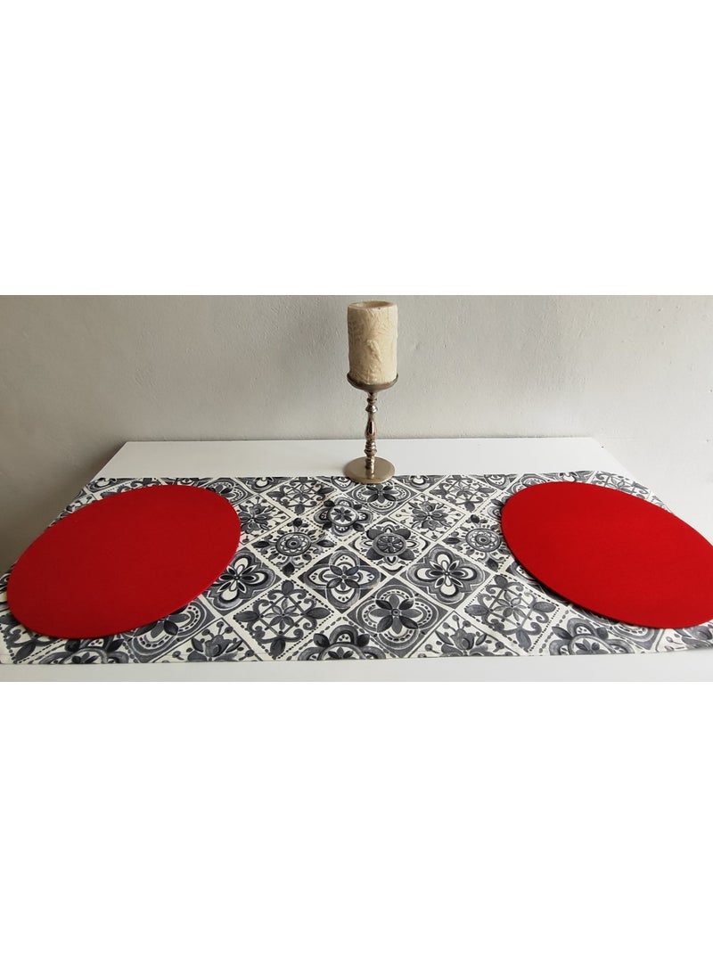 YS Home Tekstil YS Home Textile American Service Runner and 2-Piece Subplate Set Red  - Image 5