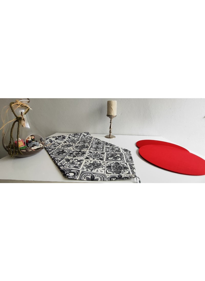 YS Home Tekstil YS Home Textile American Service Runner and 2-Piece Subplate Set Red  - Image 4