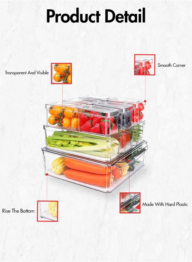  متجر جليكسن مجموعة 10 صناديق تخزين شفافة قابلة للتكديس – منظمات طعام بلاستيكية للثلاجة والمخزن - Image 4