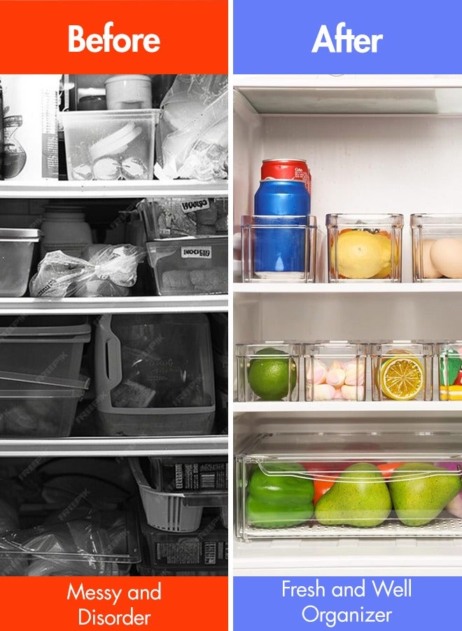  متجر جليكسن مجموعة 10 صناديق تخزين شفافة قابلة للتكديس – منظمات طعام بلاستيكية للثلاجة والمخزن - Image 5