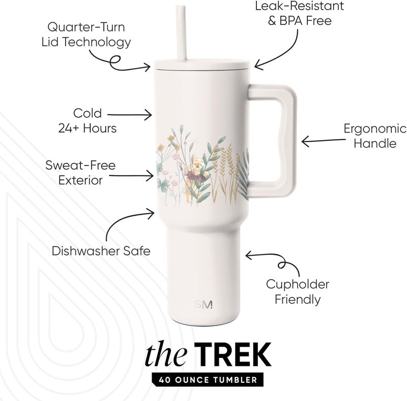 Simple Modern Disney 40 oz Tumbler with Handle & Straw Lid | Insulated Stainless Steel Water Bottle Travel Mug | Gifts for Women Her | Trek Collection | 40oz | Winnie The Pooh in The Wilderness - Image 2