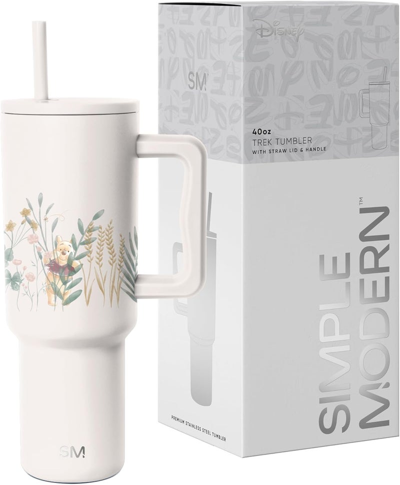 Simple Modern Disney 40 oz Tumbler with Handle & Straw Lid | Insulated Stainless Steel Water Bottle Travel Mug | Gifts for Women Her | Trek Collection | 40oz | Winnie The Pooh in The Wilderness - Image 1