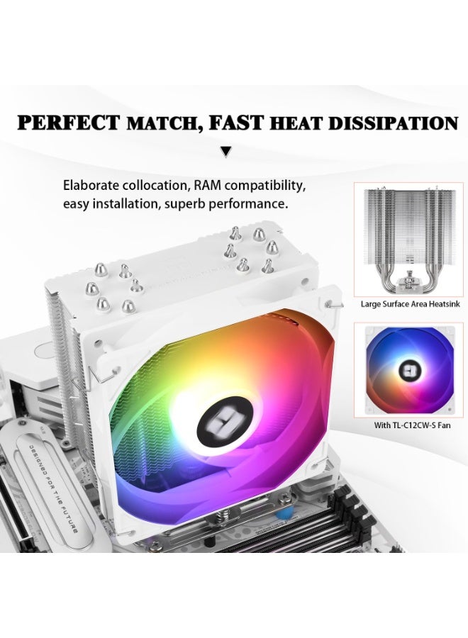 Thermalright cpu cooler ARGB am5 Burst Assassin 120 SE ARGB CPU Cooler, 6 Heat Pipes Heatsink Cooler, 12cm PWM Fan CPU Air Cooler, AGHP Technology, for Intel LGA1851/1700/115X/1200，AMD  AM5 AM4 - Image 4