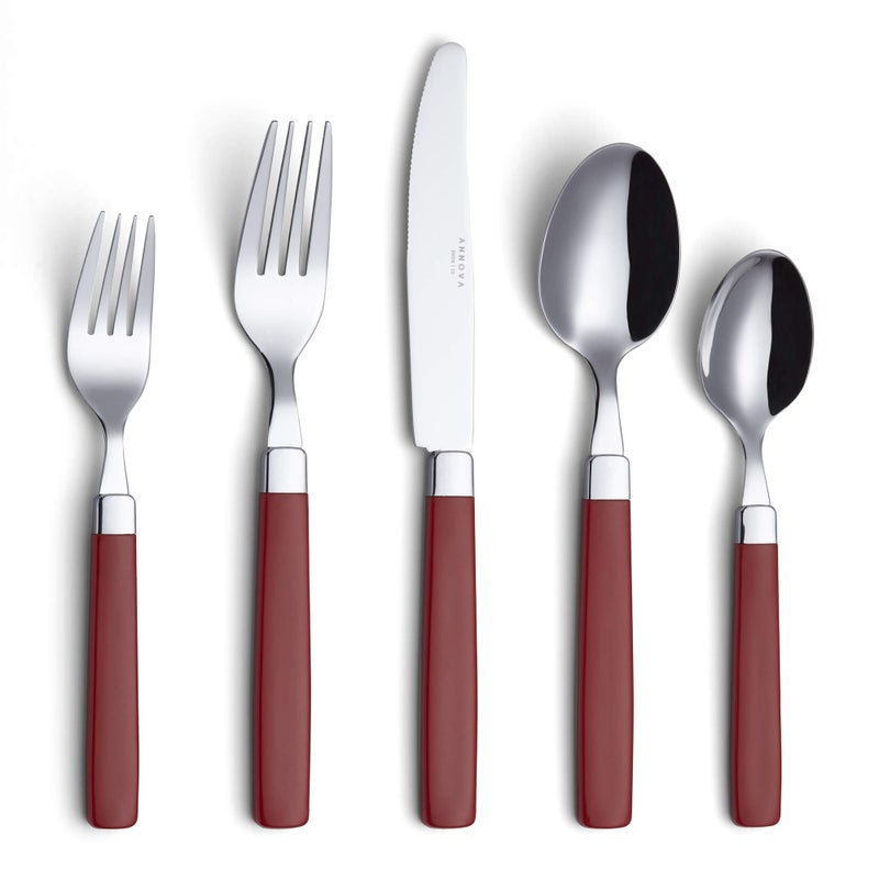 Annova ANNOVA Stainless Steel FlatwareCutlery Set  Color Handles  Dinner Forks Salad Forks Table Knives Tablespoons Teaspoons  Red 20 Pieces