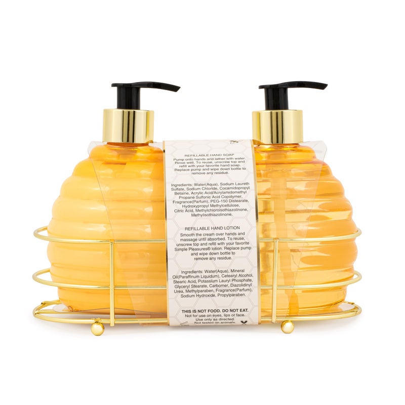 Simple Pleasures Beehive 2 Pack Sweet Honey Lemon Scented Liquid Hand Soap Dispensers - Plastic Novelty Decorative Refillable Hand Pumps for Kitchen Countertops and Bathroom Sinks - Image 4