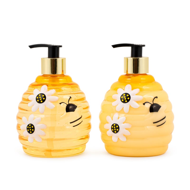 Simple Pleasures Beehive 2 Pack Sweet Honey Lemon Scented Liquid Hand Soap Dispensers - Plastic Novelty Decorative Refillable Hand Pumps for Kitchen Countertops and Bathroom Sinks - Image 3