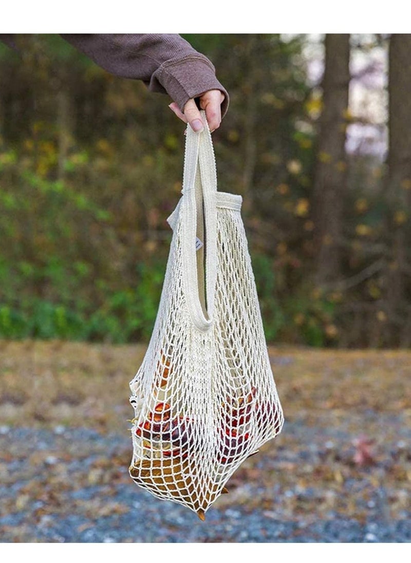 SYOSI - Grocery Mesh Bags, Portable/Reusable/Washable Organic Cotton String Reusable Shopping Produce Net Tote with Short Handle Handbag for Fruit Vegetable Storage (3 pcs) - Image 1