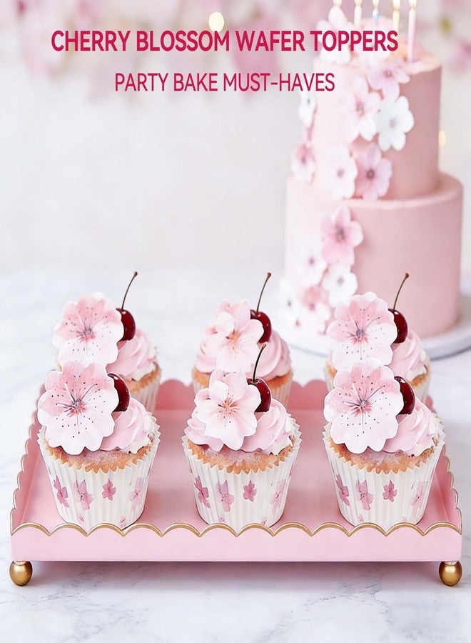 FOOMEE 100Pack Cherry Blossoms Cupcake Toppers, Wafer Paper Flowers for Cupcake Birthday, Baby Shower, Wedding Party, Sakura Theme Dessert Decorations - Image 5