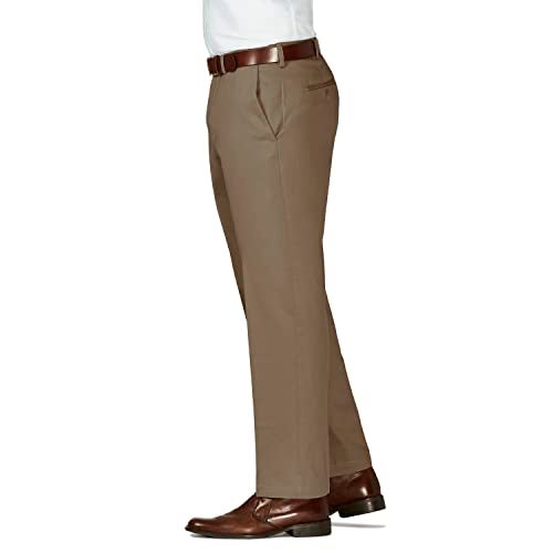 Haggar Mens Work To Weekend Hidden Expandable Waist No Iron Flat Front Dress-pants, Bark, 34W X 30L US - Image 3