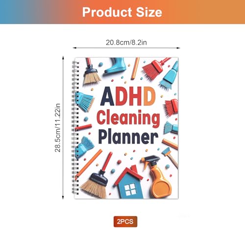 FASBET 2pcs Adhd Cleaning Planner for Adults Women Teens Adhd Cleaning and Organizing Planner Cleaning Schedule and Checklist Notebook List Daily Weekly Monthly for Home Chore Chart Adhd Daily Planner - Image 2