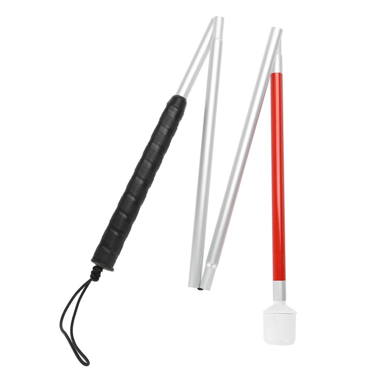 Folding Walking Stick Lightweight Aluminum Alloy Anti-Shock Guide Cane - Anti-Slip Comfortable Grip Portable Walking Cane for Blind People Daily Use - Image 5