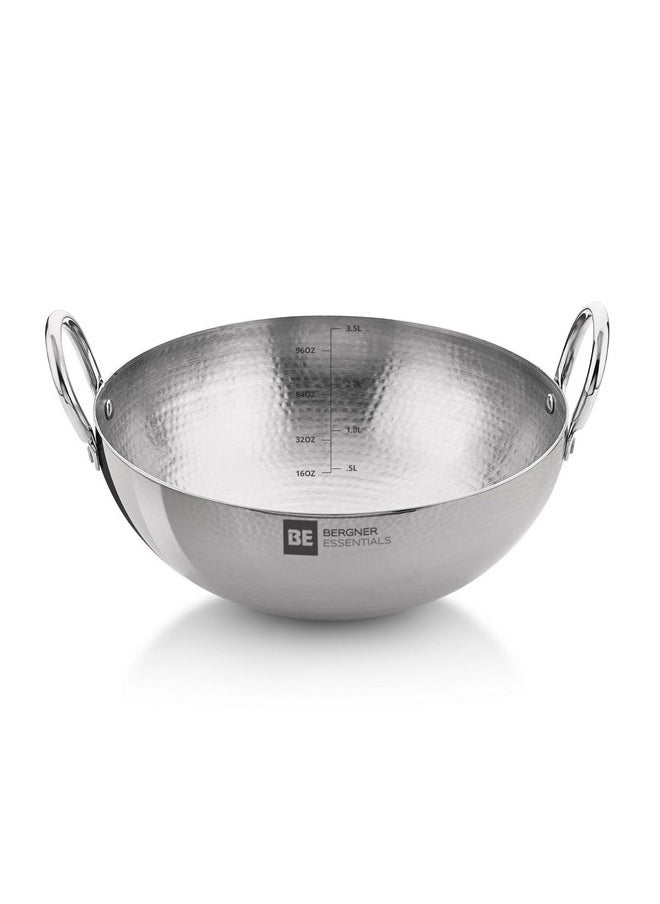 BERGNER - BERGNER BE Essentials 26 cm Hammered Kadai, 3 Liters Kadhai Without Lid, Thickness 2.2 mm, Food Safe, Sturdy and Durable, Easy to Clean, Gas Stove Ready, Dishwasher Safe, 5-Year Warranty by Bergner - Image 1
