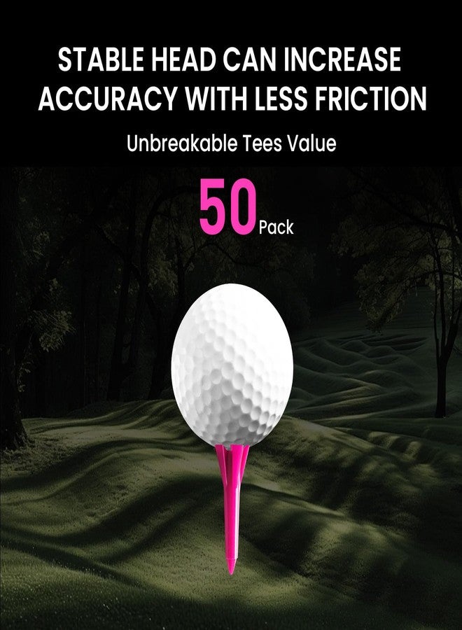 GKandi Golf Tees 5 Prong Design Plastic Short Golf Tees 1 1/2 Inch Bulk for Women Men Ladies Clubs Golf Balls 50/100/200 Count White Blue (Pink, 50pcs) - Image 2