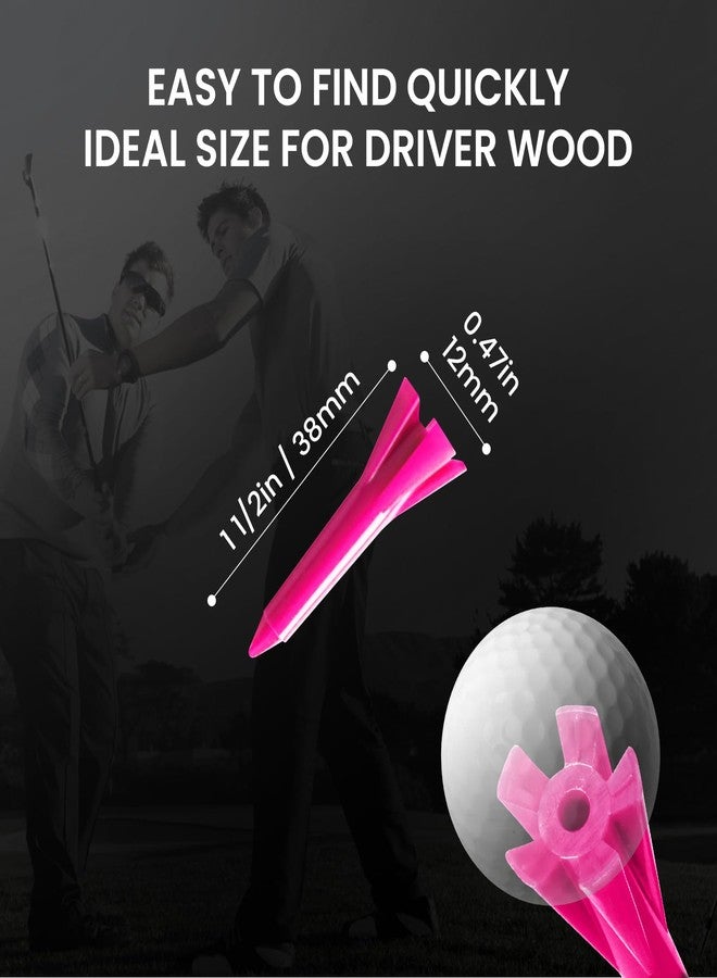 GKandi Golf Tees 5 Prong Design Plastic Short Golf Tees 1 1/2 Inch Bulk for Women Men Ladies Clubs Golf Balls 50/100/200 Count White Blue (Pink, 50pcs) - Image 3