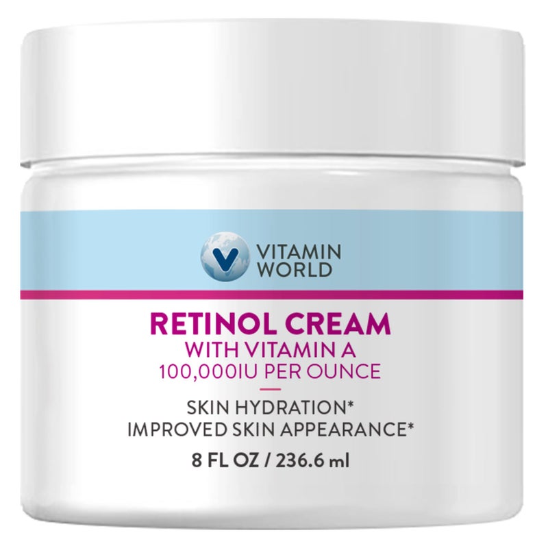 Vitamin World Retinol Cream 100,000 IU 8 oz., Gentle Retinol Night Cream for Face with Retinyl Palmitate & Dual Vitamin E & Coconut Oil, Face Moisturizer, Anti-Aging Wrinkle Cream - Image 1