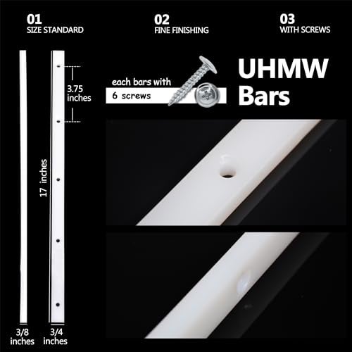 GYOFFULL Crosscut Sled for Table Saw UHMW Plastic 3/4" X 3/8" X 17" with Predrilled Holes and Screws Ideal for U Tracks Woodworking, Miter Slots, Router Table and Bandsaws(2 Bars) - Image 2