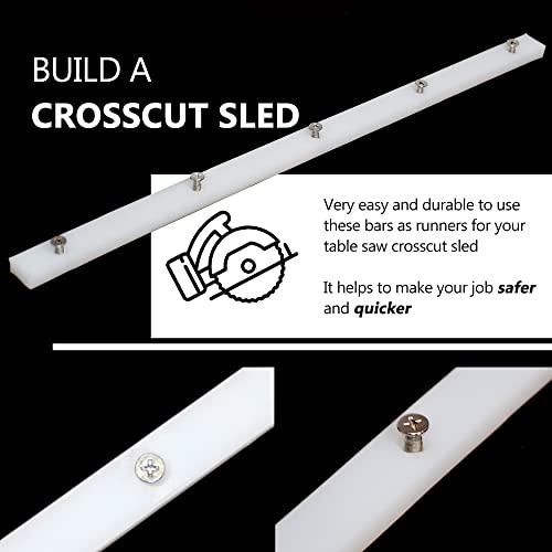 GYOFFULL Crosscut Sled for Table Saw UHMW Plastic 3/4" X 3/8" X 17" with Predrilled Holes and Screws Ideal for U Tracks Woodworking, Miter Slots, Router Table and Bandsaws(2 Bars) - Image 4
