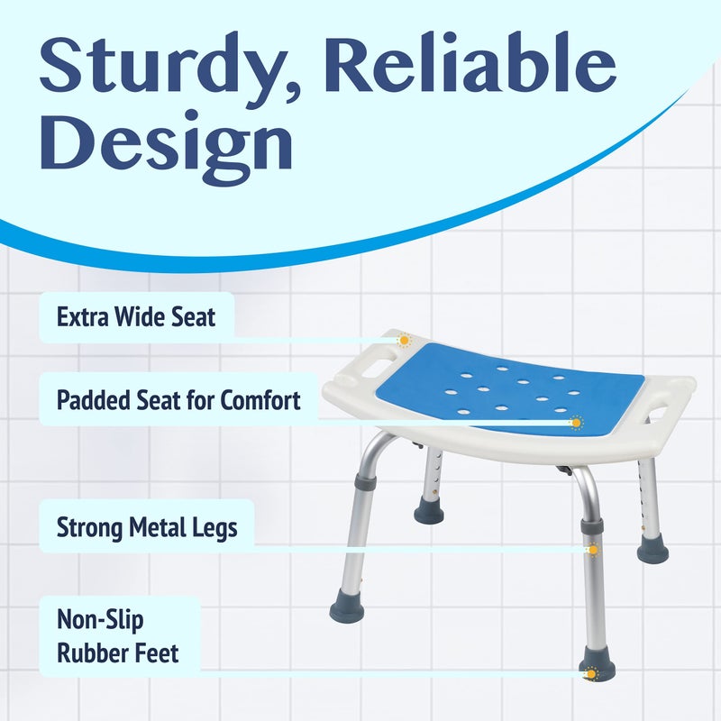 Medokare Shower Seat for Inside Shower - Bath Stool, Medical Shower Chairs for Seniors, Elderly, Handicap & Disabled - Adjustable Support Shower Bench w/Handles for Bathtub - Image 3