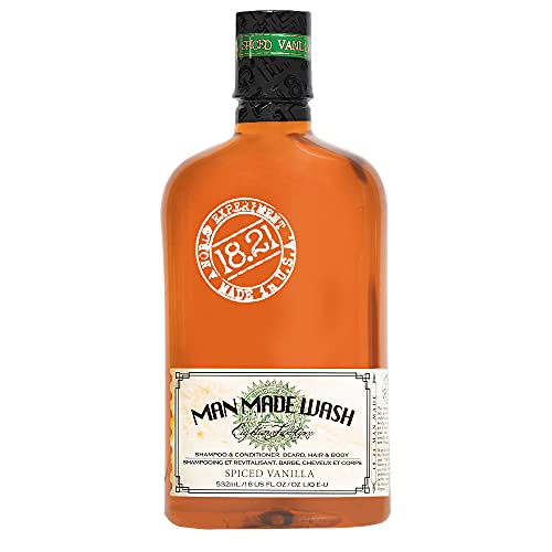 18.21 Man Made Original Spiced Vanilla 3-in-1 Body Wash, Shampoo, & Conditioner for Men, All Hair & Skin Types, Strengthens and Moisturizes in a Manly Aroma, 18oz - Image 1