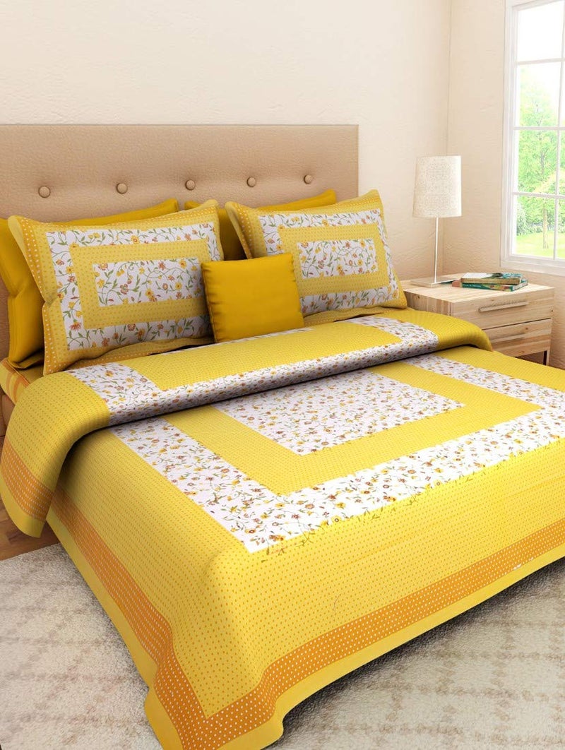 Pure Comfort Cotton 144 TC Bedsheet (Super King Size_Yellow) - Image 4