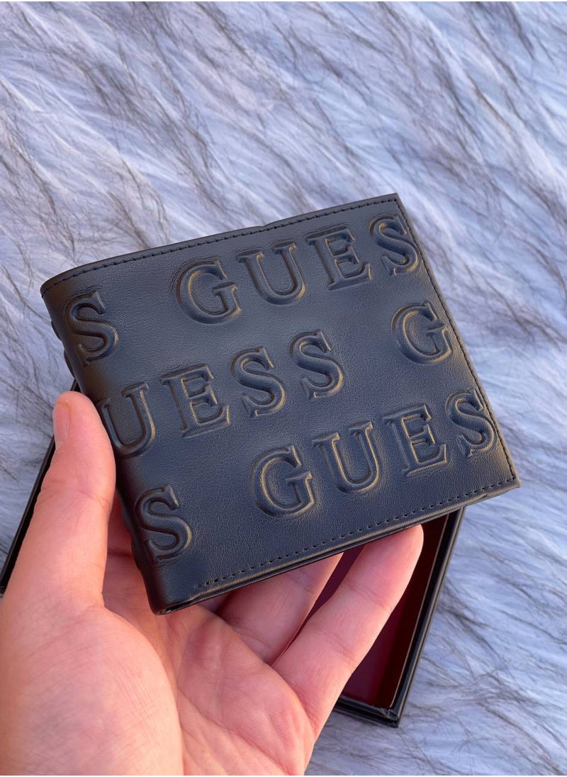 GUESS Luxury Men's Genuine Leather Wallet - Slim & Stylish Design - Card & Cash Slots - Lightweight & Comfortable - High Quality - Durable & Practical - Compact Wallet with Secure Protection - Classic Black  - Image 1