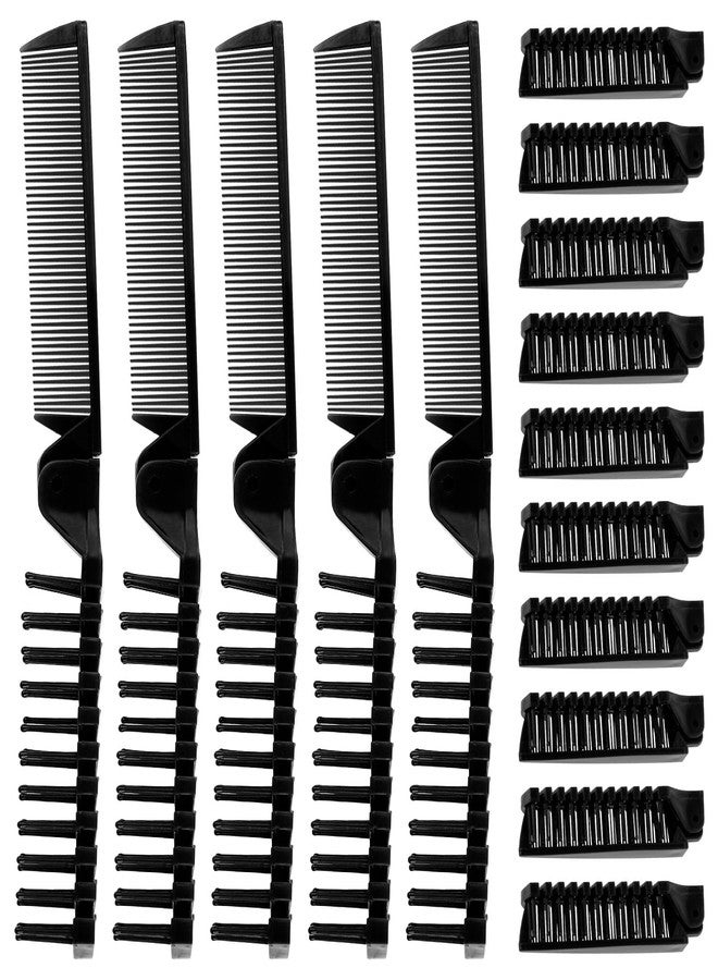 Zhjianup Foldable Hair Combs In Bulk, Individually Wrapped Black Folding Comb, Women Men Pocket Size Double Headed Mini Hair Brush Styling Tool for Travel Home Hotel Homeless Shelter Charity Church (5 Pack) - Image 1