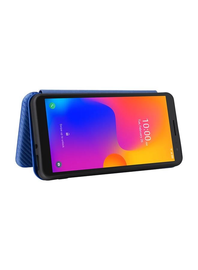 اس-توب جراب لهاتف Alcatel 1B 2022 مصنوع من جلد قلاب وملمس ألياف الكربون - Image 4