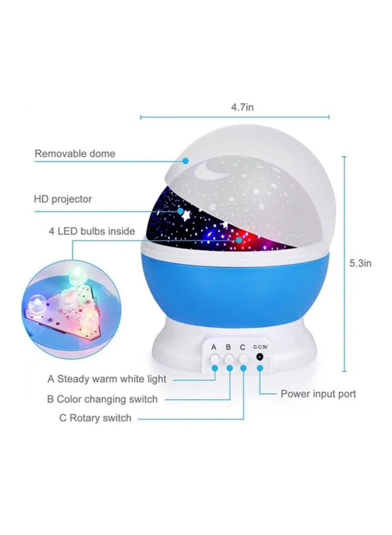 Rotating lamp with LED moon and star light Blue/White/Red 15×15×30cm Original version Blue/Red/White 15×15×30cm - Image 1