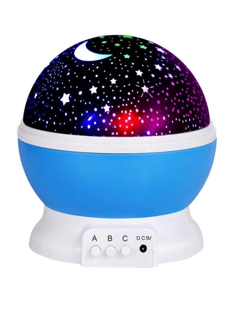 Rotating lamp with LED moon and star light Blue/White/Red 15×15×30cm Original version Blue/Red/White 15×15×30cm - Image 2