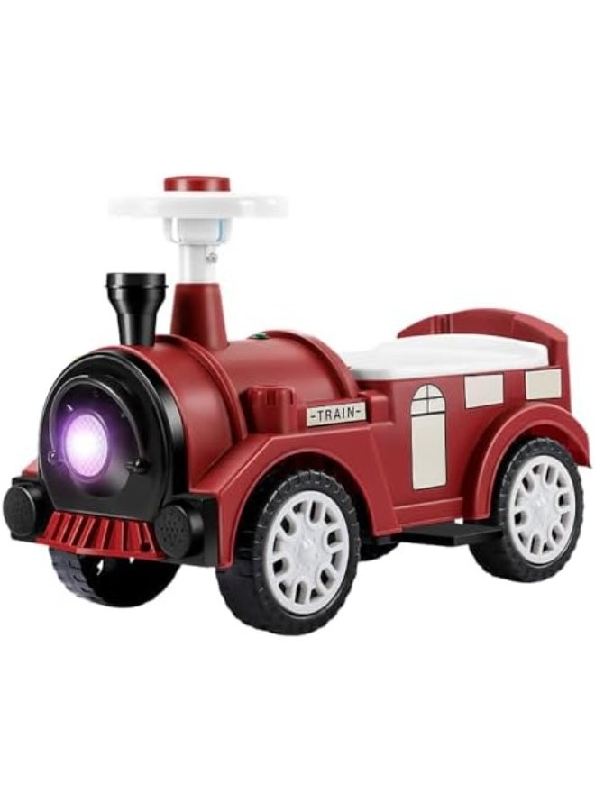 ترتيس قطار ألعاب للأطفال الصغار قابل للركوب مزود بمساحة تخزين وعجلات ناعمة | سيارة دفع للأولاد والبنات | لعبة ركوب مناسبة للاستخدام الداخلي والخارجي | لعبة ركوب متينة مصنوعة من البلاستيك للأطفال (أحمر) - Image 1