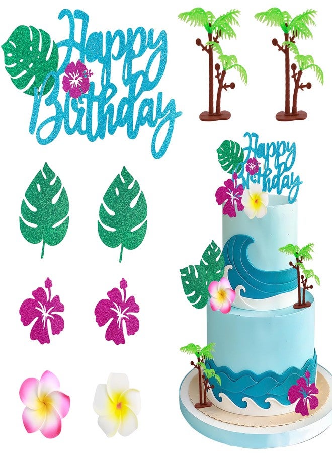 Morofme 17pcs Ocean Cupcake Topper Hawaiian Cake Decorations Aloha Flowers Cake Topper Tropical Sea Themed Cupcake Picks Luau Flowers Drinks Dessert Decor for Summer Beach Birthday Party Supplies - Image 1