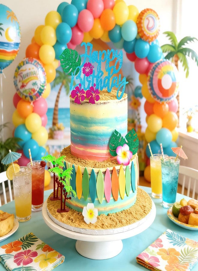 Morofme 17pcs Ocean Cupcake Topper Hawaiian Cake Decorations Aloha Flowers Cake Topper Tropical Sea Themed Cupcake Picks Luau Flowers Drinks Dessert Decor for Summer Beach Birthday Party Supplies - Image 4