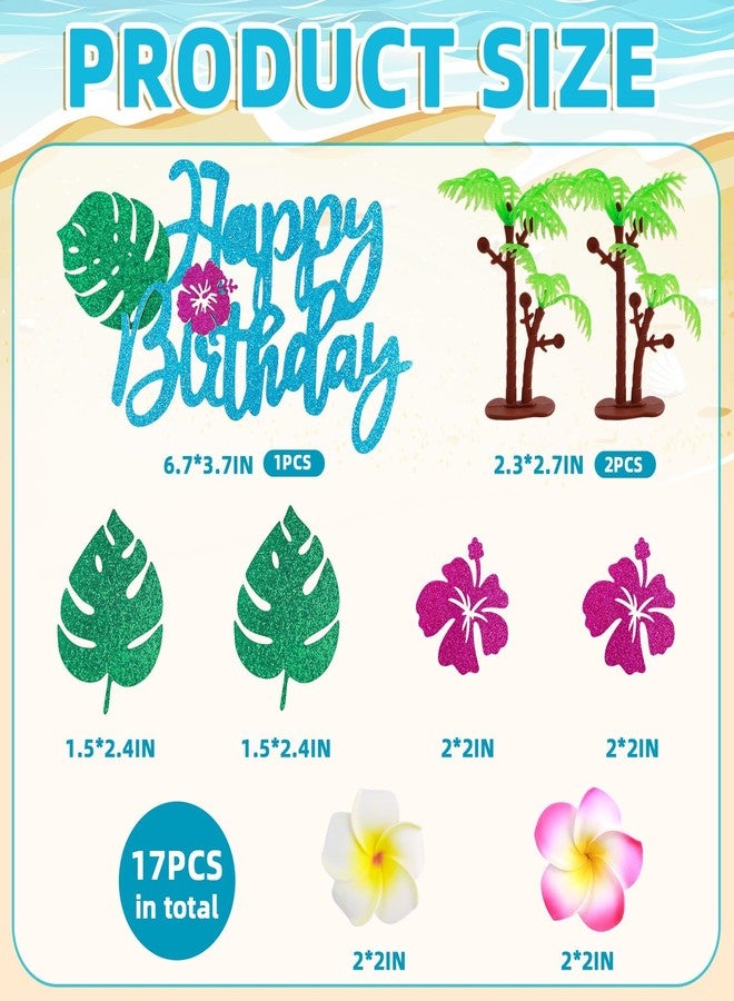 Morofme 17pcs Ocean Cupcake Topper Hawaiian Cake Decorations Aloha Flowers Cake Topper Tropical Sea Themed Cupcake Picks Luau Flowers Drinks Dessert Decor for Summer Beach Birthday Party Supplies - Image 2
