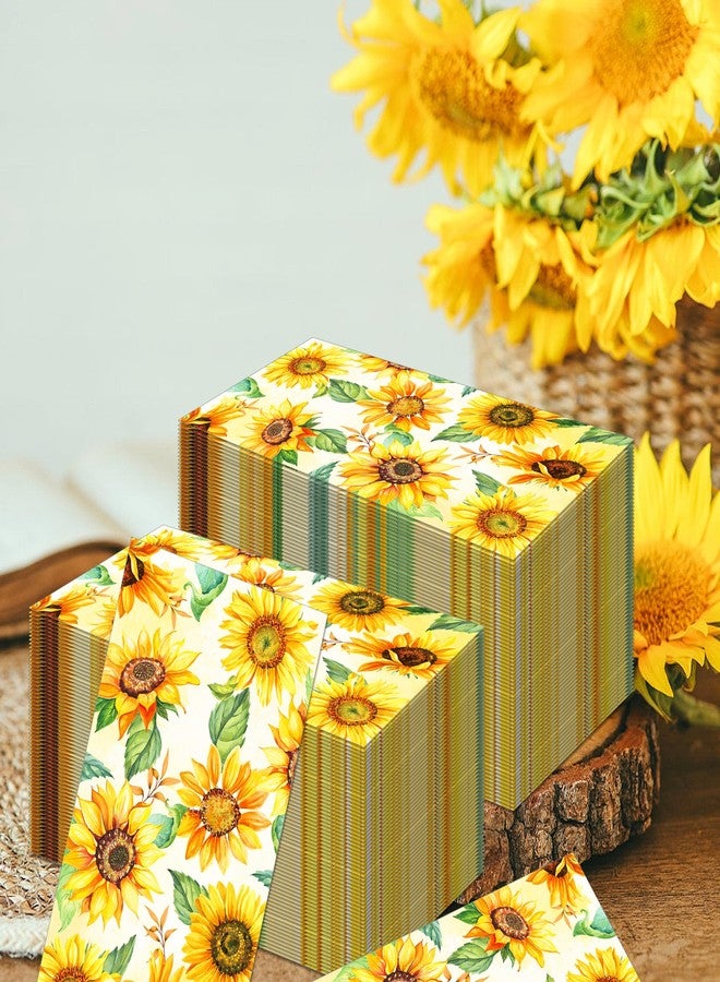 BHNACIER 40Pcs Sunflower Paper Napkins Sunflower Tissue Paper Sunflowers Disposable Hand Towels Sunflowers Napkin for Birthday Party Decorations Kitchen Dinner Wedding Holiday Tea Party Supplies - Image 3