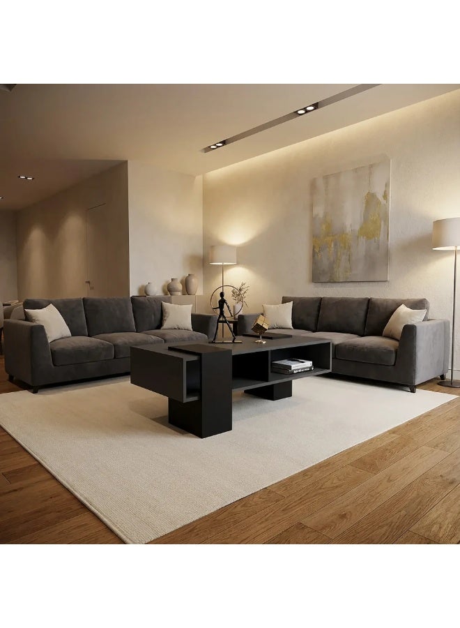 Stylish Home Modern coffee table with a geometric design — gray and black color — CT63-SR - Image 2